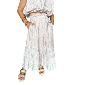 NEW AUREUM floral print midi skirt in pink floral